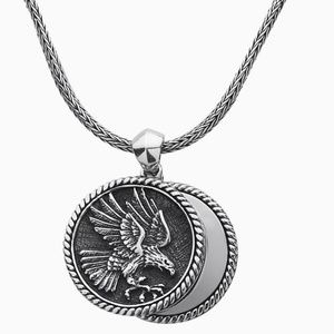 Eagle Double Coin Pendant Men or Woman Necklace